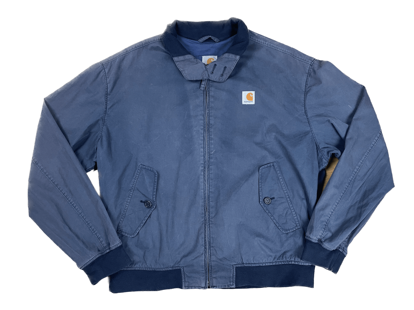 Carhartt Harrington Dunkelblau L - Schicke Leichte Bomberjacke für Herren Vintage Klamotten, Secondhand Klamotten, Retro Mode, Nachhaltige Mode, Einzigartige Stücke, Zeitlose Mode, Umweltfreundliche Kleidung, Stilvolle Secondhand Mode, Hochwertige Vintage Kleidung