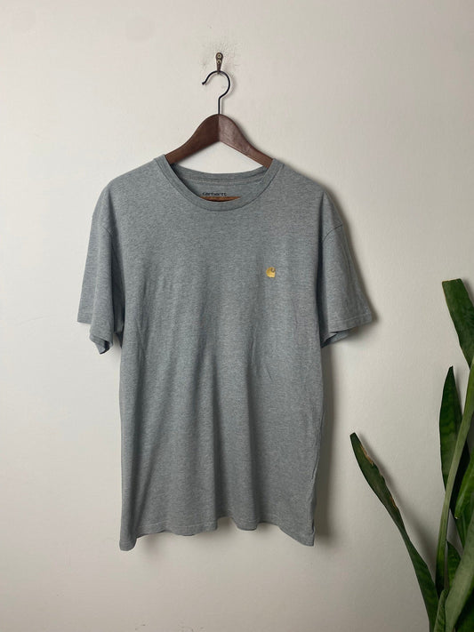 Carhartt T-Shirt Grau L - Robustes und Komfortables T-Shirt Vintage Klamotten, Secondhand Klamotten, Retro Mode, Nachhaltige Mode, Einzigartige Stücke, Zeitlose Mode, Umweltfreundliche Kleidung, Stilvolle Secondhand Mode, Hochwertige Vintage Kleidung