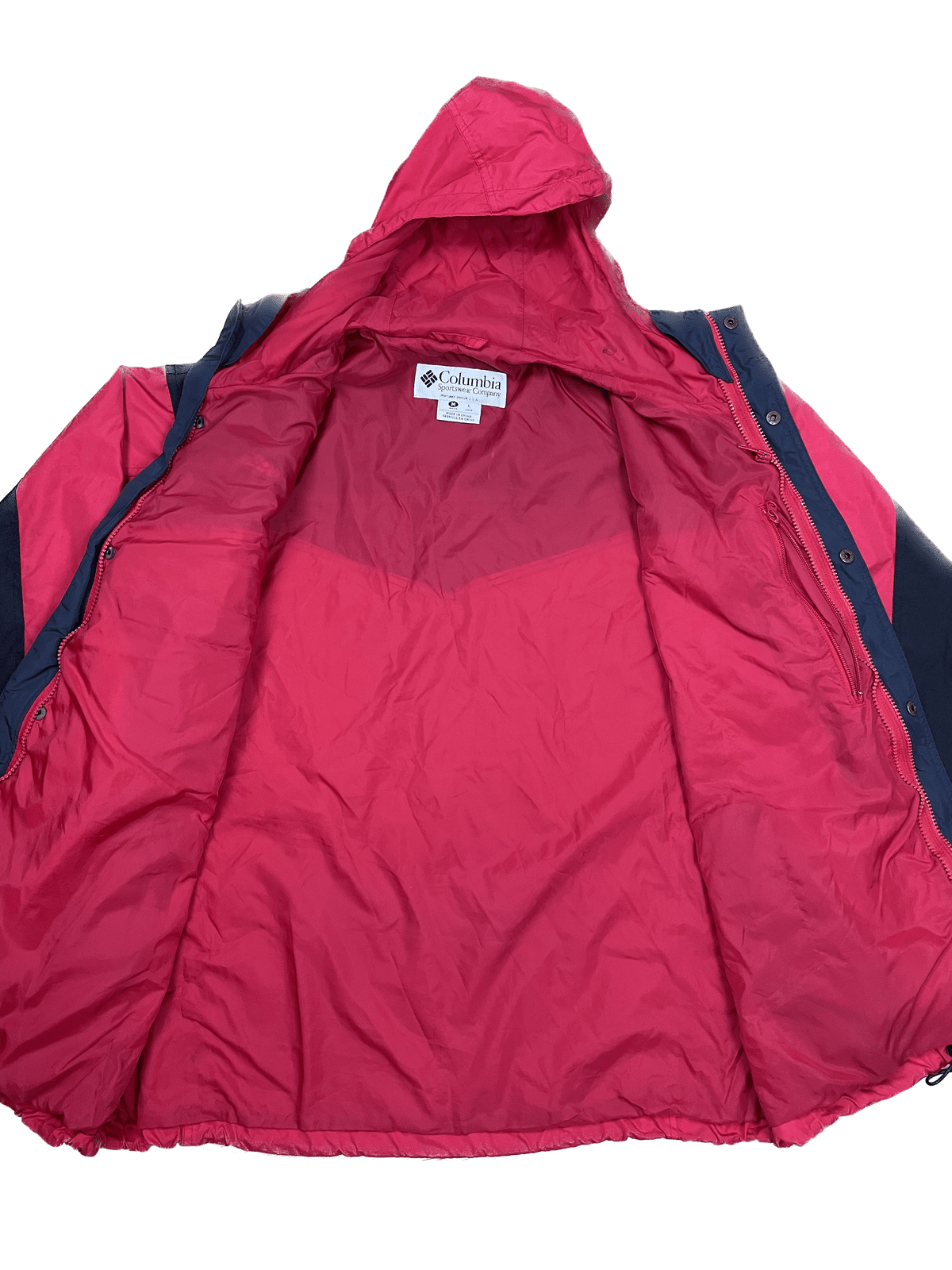 Columbia Regenjacke Rot/Schwarz M - Farbenfrohe Leichte Herren Jacke Vintage Klamotten, Secondhand Klamotten, Retro Mode, Nachhaltige Mode, Einzigartige Stücke, Zeitlose Mode, Umweltfreundliche Kleidung, Stilvolle Secondhand Mode, Hochwertige Vintage Kleidung