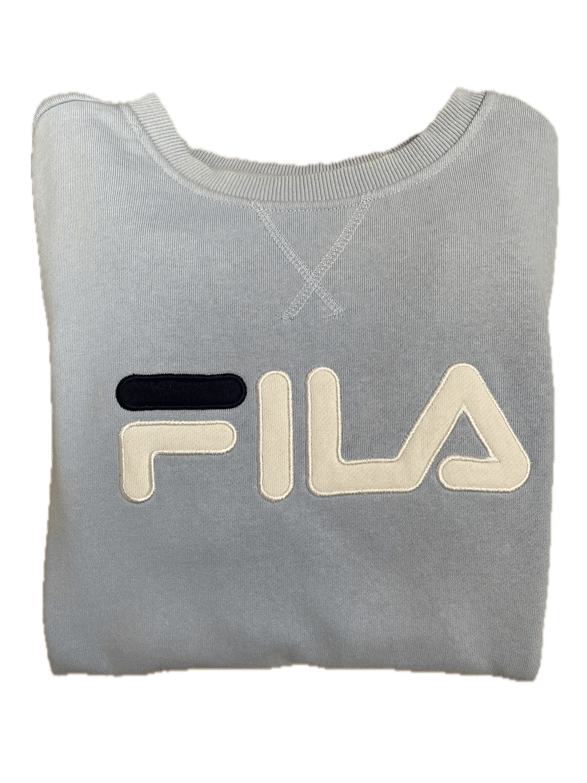 Fila Sweater Pullover Hellblau L - Klassischer und Bequemer Pullover Vintage Klamotten, Secondhand Klamotten, Retro Mode, Nachhaltige Mode, Einzigartige Stücke, Zeitlose Mode, Umweltfreundliche Kleidung, Stilvolle Secondhand Mode, Hochwertige Vintage Kleidung