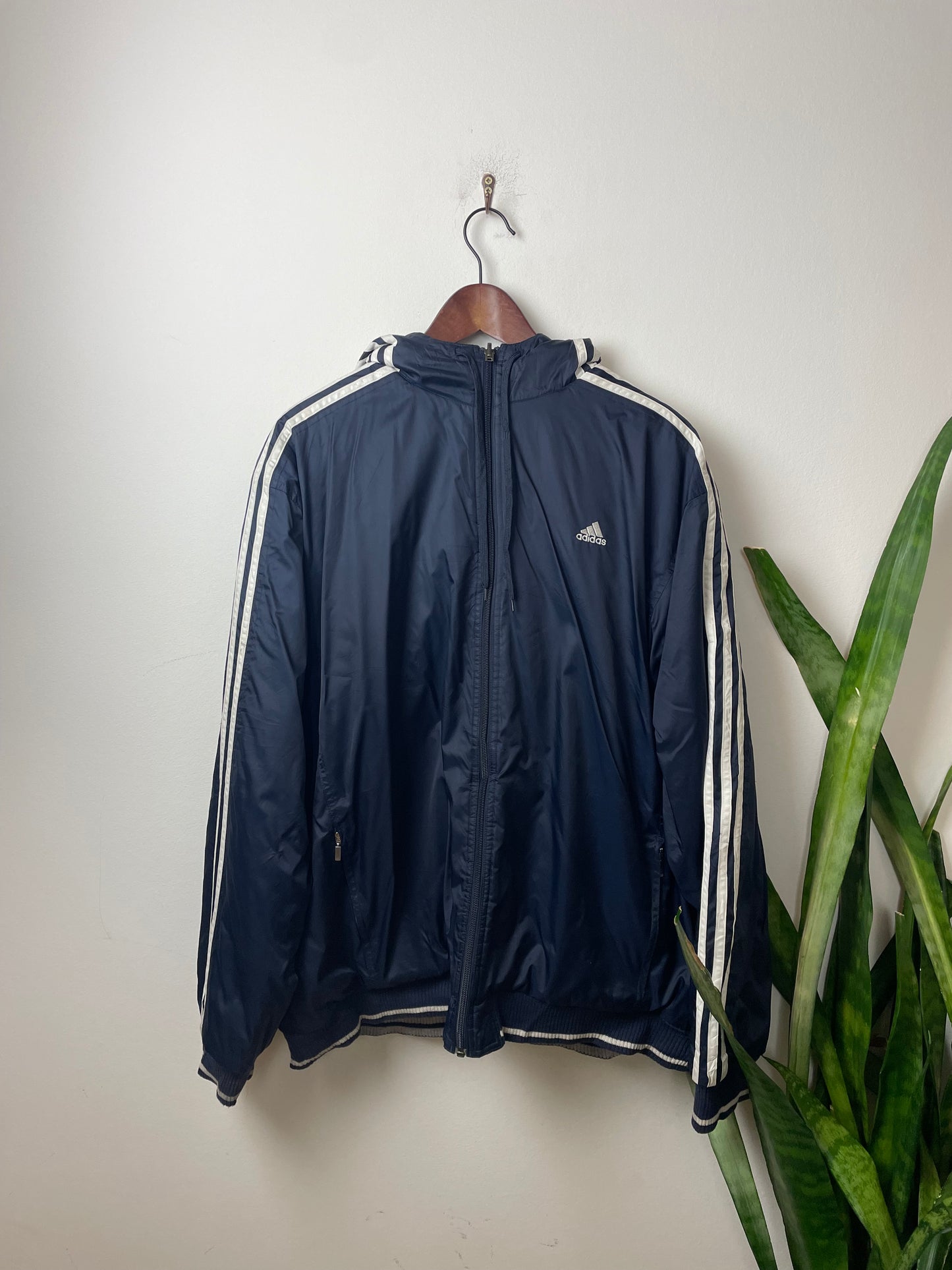 Vintage Adidas Inside-Out Jacke Blau/Grau XL - 2 in 1 Herren Jacke