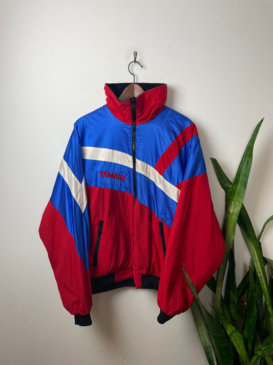 Vintage Yamaha Colorful Inside-Out Jacke Blau/Rot/Schwarz XL - Lockere & Sportliche Herren 2 in 1 Jacke