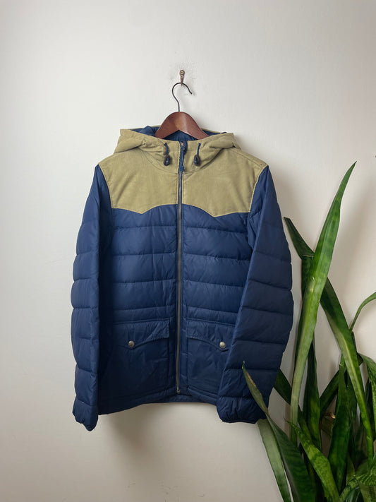 Vintage Levi‘s Daunenjacke Blau Beige M - Warme Winterjacke Puffer