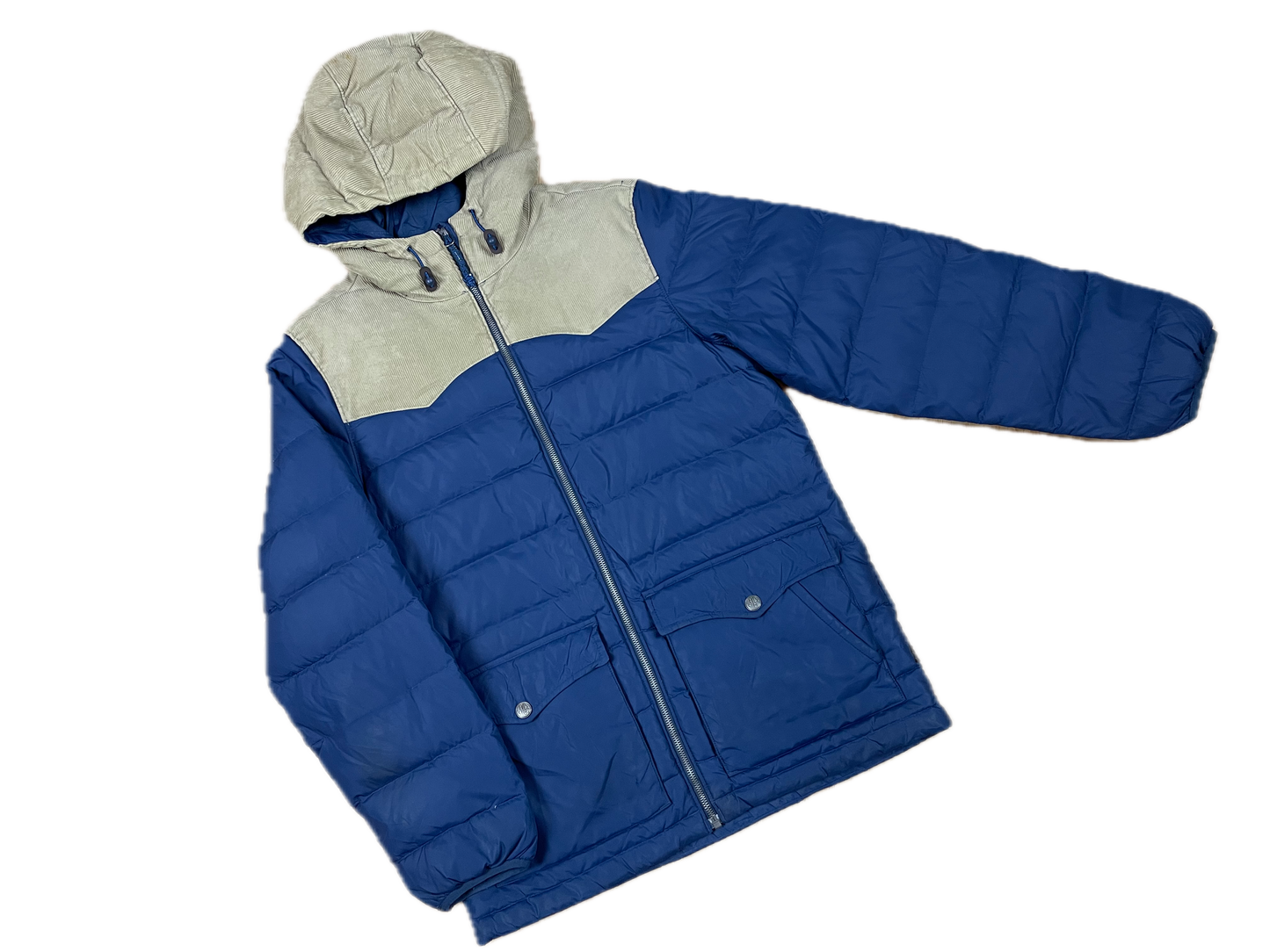 Vintage Levi‘s Daunenjacke Blau Beige M - Warme Winterjacke Puffer