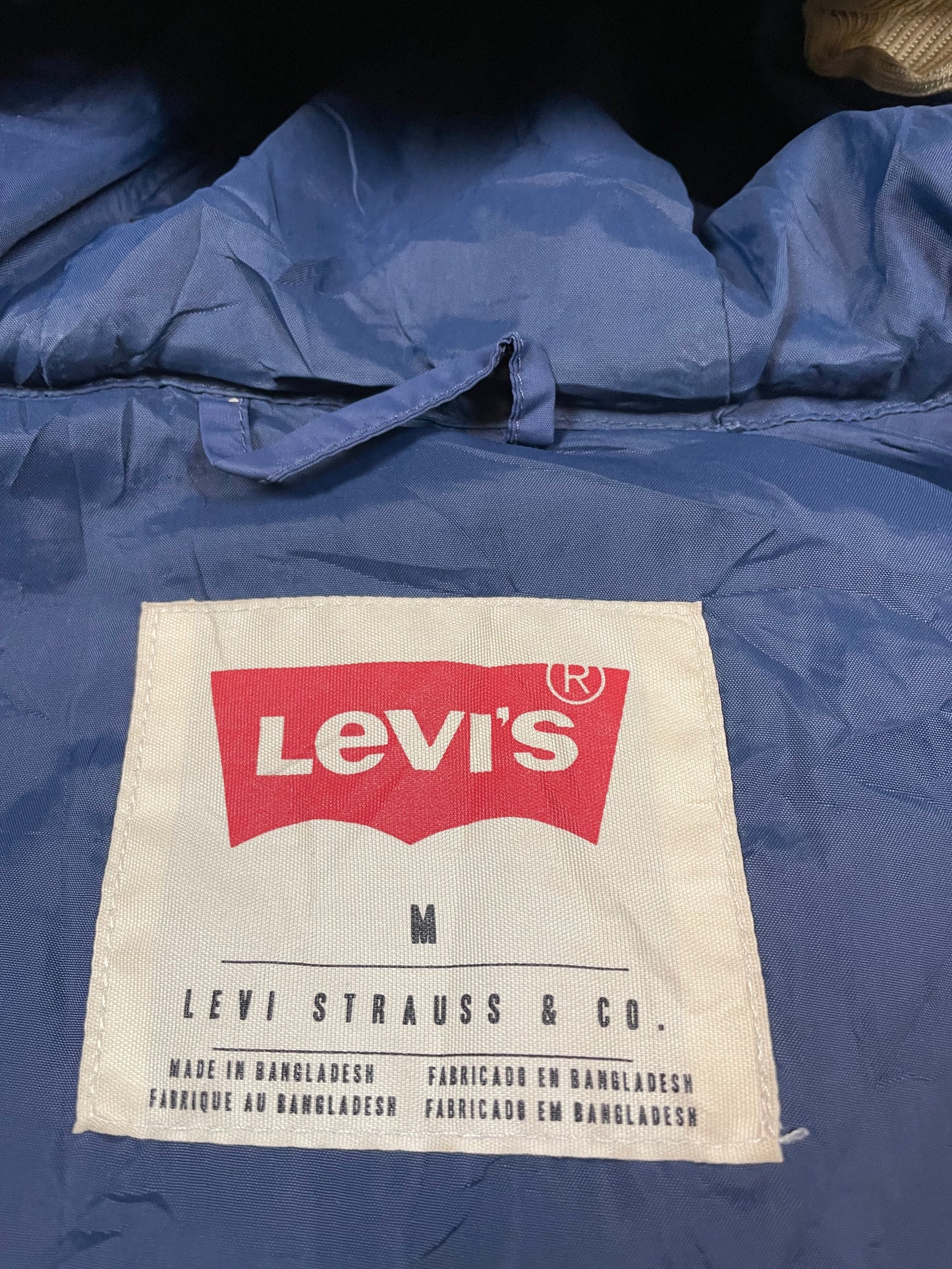 Vintage Levi‘s Daunenjacke Blau Beige M - Warme Winterjacke Puffer