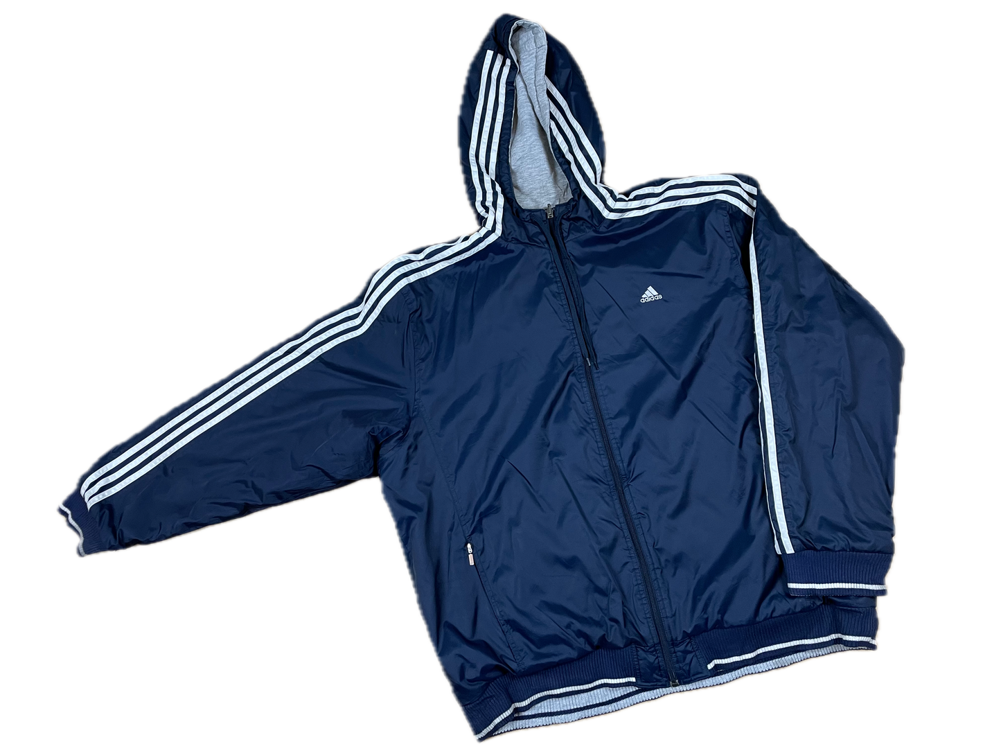 Vintage Adidas Inside-Out Jacke Blau/Grau XL - 2 in 1 Herren Jacke