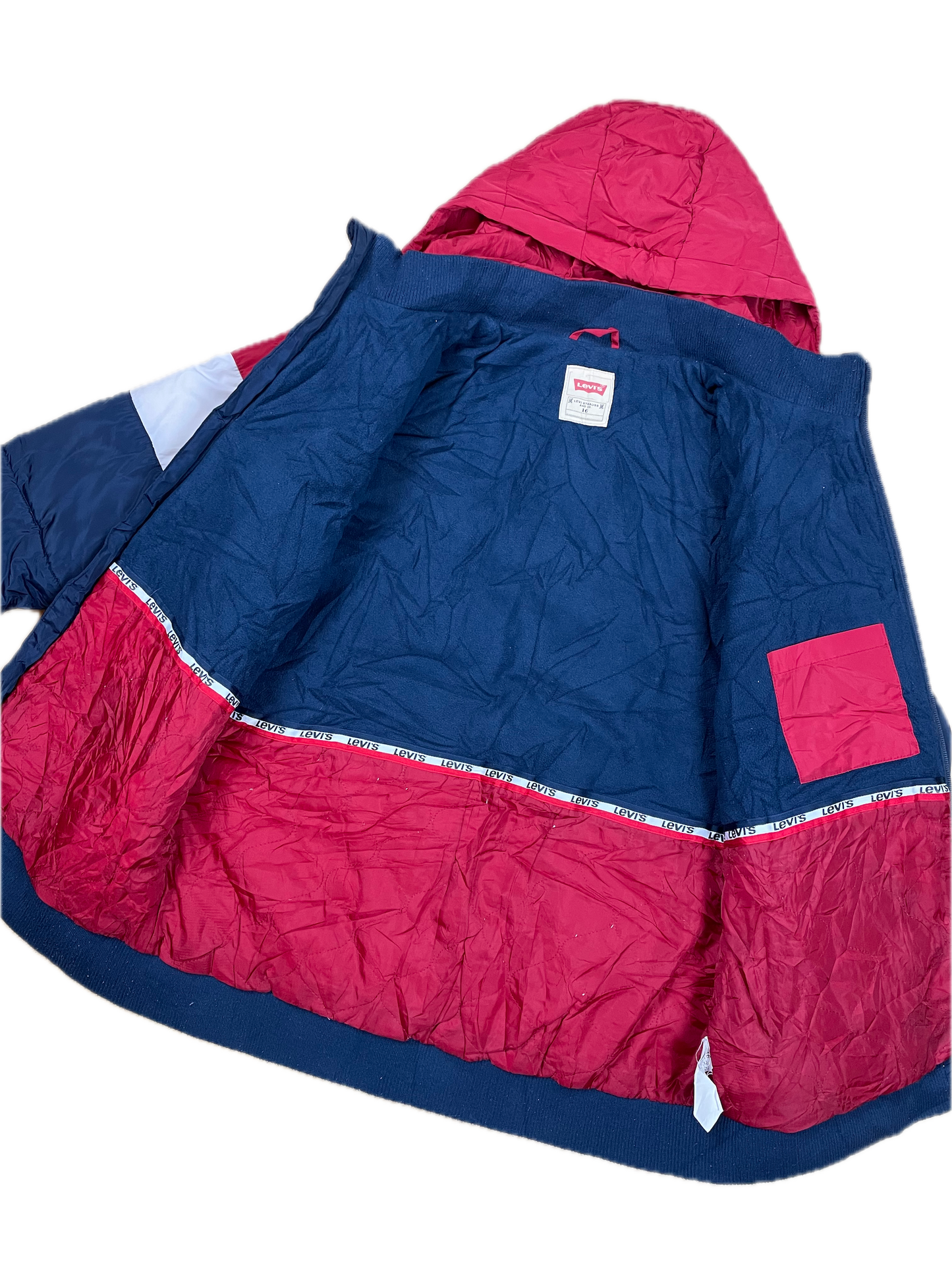 Vintage Levi‘s Puffer-Jacke Blau/Rot/Weiß S - Bunte Damen Winterjacke