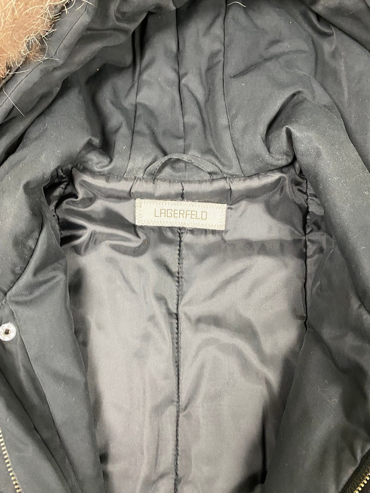 Lagerfeld Jacke Winterjacke Schwarz XL - Schlichter Dicker Herren Parka Vintage Klamotten, Secondhand Klamotten, Retro Mode, Nachhaltige Mode, Einzigartige Stücke, Zeitlose Mode, Umweltfreundliche Kleidung, Stilvolle Secondhand Mode, Hochwertige Vintage Kleidung