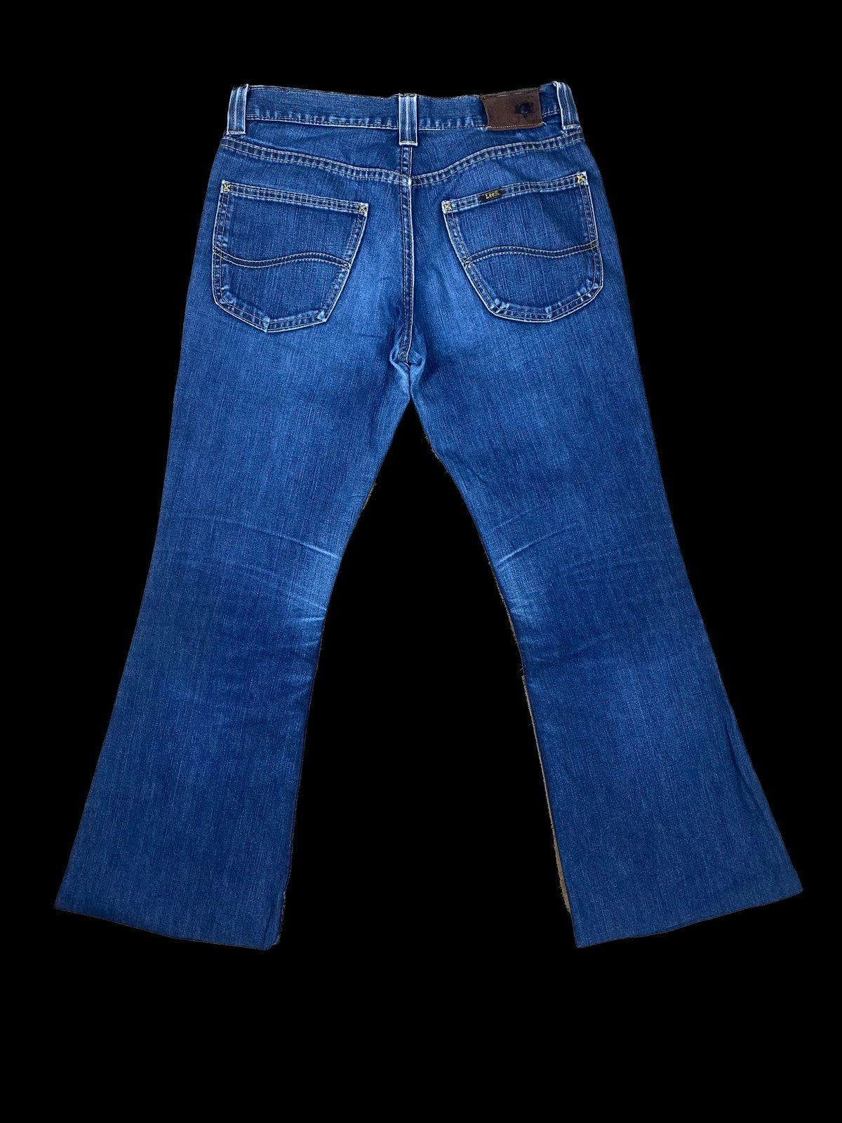 Lee Jeans Schlaghose 30-33 Dunkelblau L - Schicke Schlichte Damen Hose Vintage Klamotten, Secondhand Klamotten, Retro Mode, Nachhaltige Mode, Einzigartige Stücke, Zeitlose Mode, Umweltfreundliche Kleidung, Stilvolle Secondhand Mode, Hochwertige Vintage Kleidung