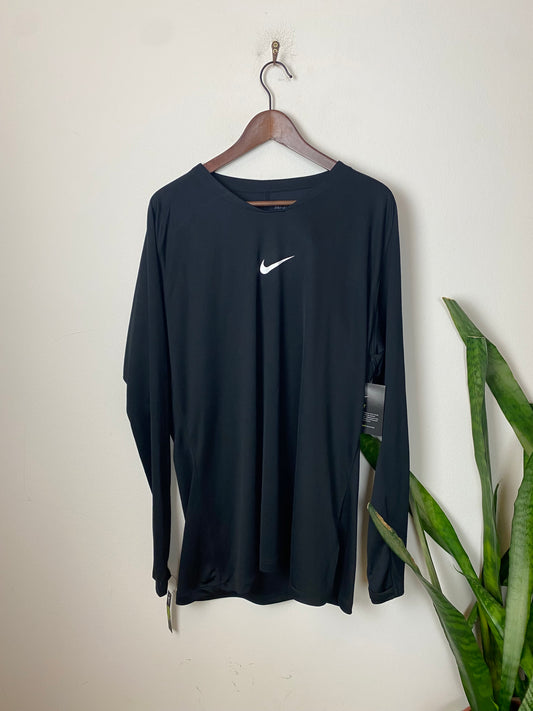 Nike Dri-Fit Longsleeve Sweater Schwarz XXL - Deadstock Herren Shirt Neu Vintage Klamotten, Secondhand Klamotten, Retro Mode, Nachhaltige Mode, Einzigartige Stücke, Zeitlose Mode, Umweltfreundliche Kleidung, Stilvolle Secondhand Mode, Hochwertige Vintage Kleidung