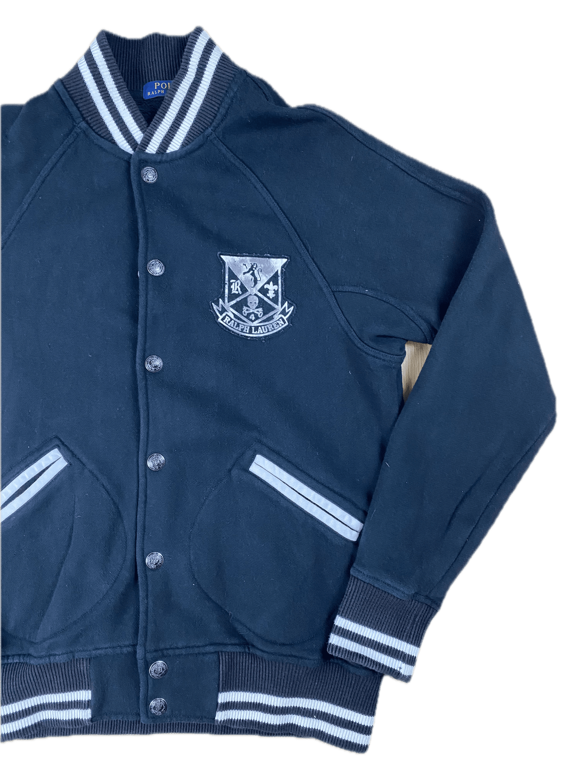 Ralph Lauren Bomberjacke New York Crew Schwarz S - Stylische und Bequeme Jacke Vintage Klamotten, Secondhand Klamotten, Retro Mode, Nachhaltige Mode, Einzigartige Stücke, Zeitlose Mode, Umweltfreundliche Kleidung, Stilvolle Secondhand Mode, Hochwertige Vintage Kleidung