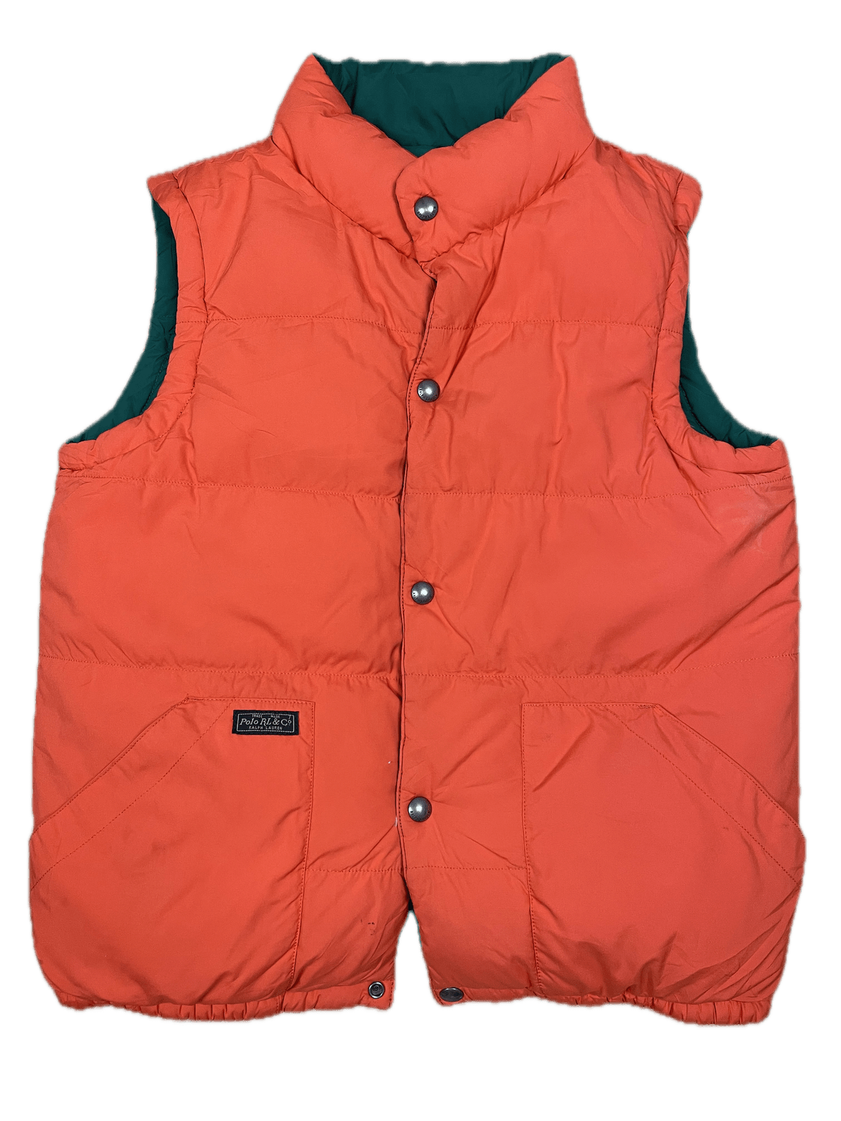 Ralph Lauren Weste 2-in-1 Inside Out Grün/Orange S - Vielseitige und Bequeme Weste Vintage Klamotten, Secondhand Klamotten, Retro Mode, Nachhaltige Mode, Einzigartige Stücke, Zeitlose Mode, Umweltfreundliche Kleidung, Stilvolle Secondhand Mode, Hochwertige Vintage Kleidung