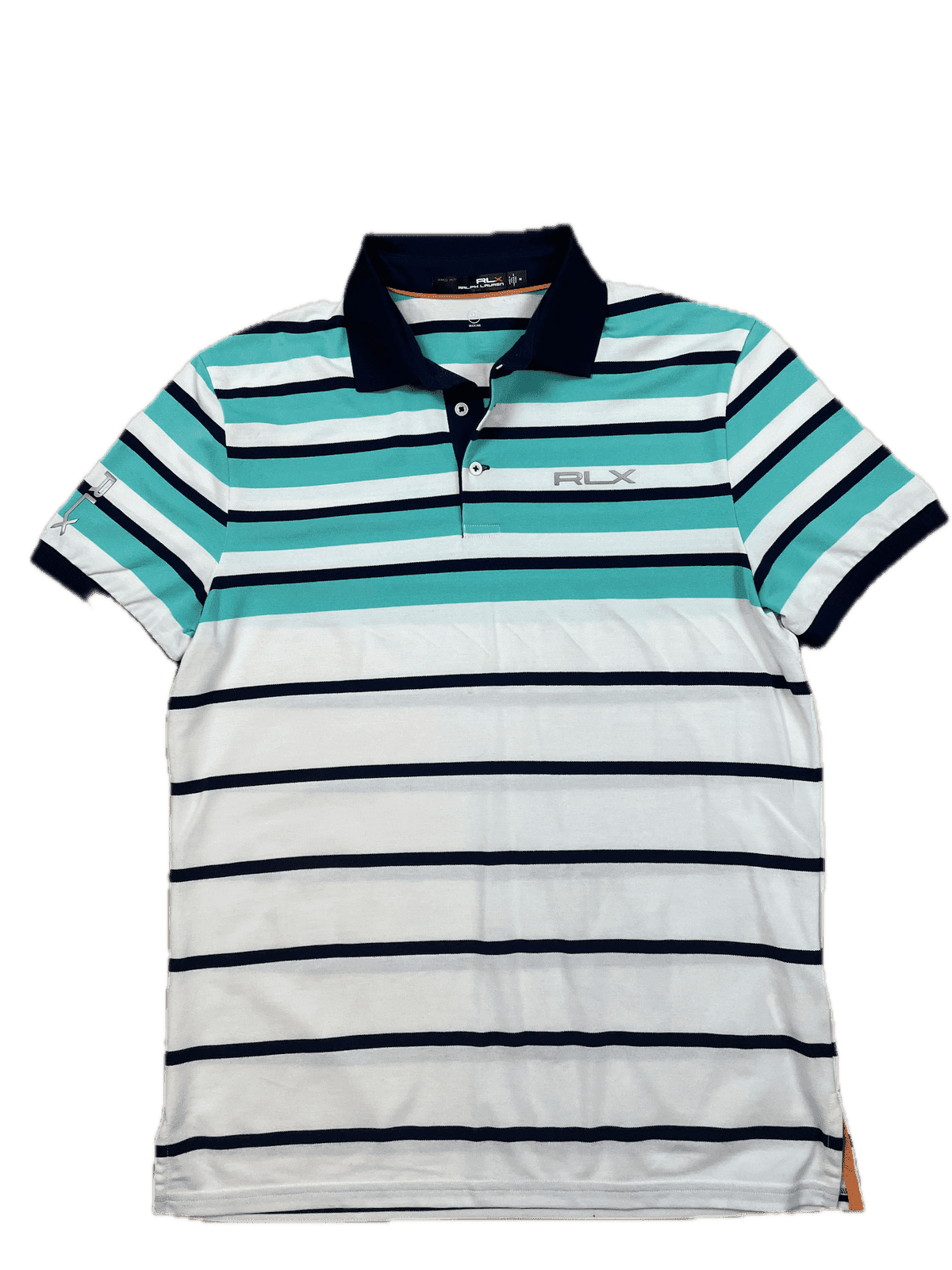 Rlx Ralph Lauren Poloshirt Weiß Blau M - Klassisches Vintage-Poloshirt Vintage Klamotten, Secondhand Klamotten, Retro Mode, Nachhaltige Mode, Einzigartige Stücke, Zeitlose Mode, Umweltfreundliche Kleidung, Stilvolle Secondhand Mode, Hochwertige Vintage Kleidung