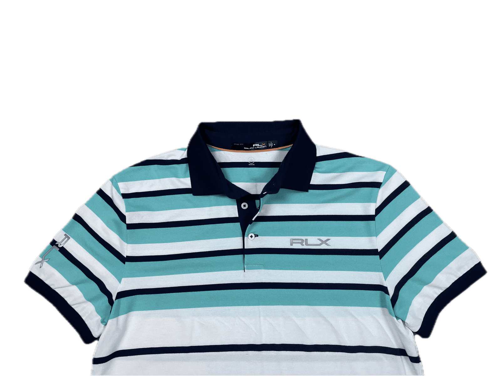 Rlx Ralph Lauren Poloshirt Weiß Blau M - Klassisches Vintage-Poloshirt Vintage Klamotten, Secondhand Klamotten, Retro Mode, Nachhaltige Mode, Einzigartige Stücke, Zeitlose Mode, Umweltfreundliche Kleidung, Stilvolle Secondhand Mode, Hochwertige Vintage Kleidung