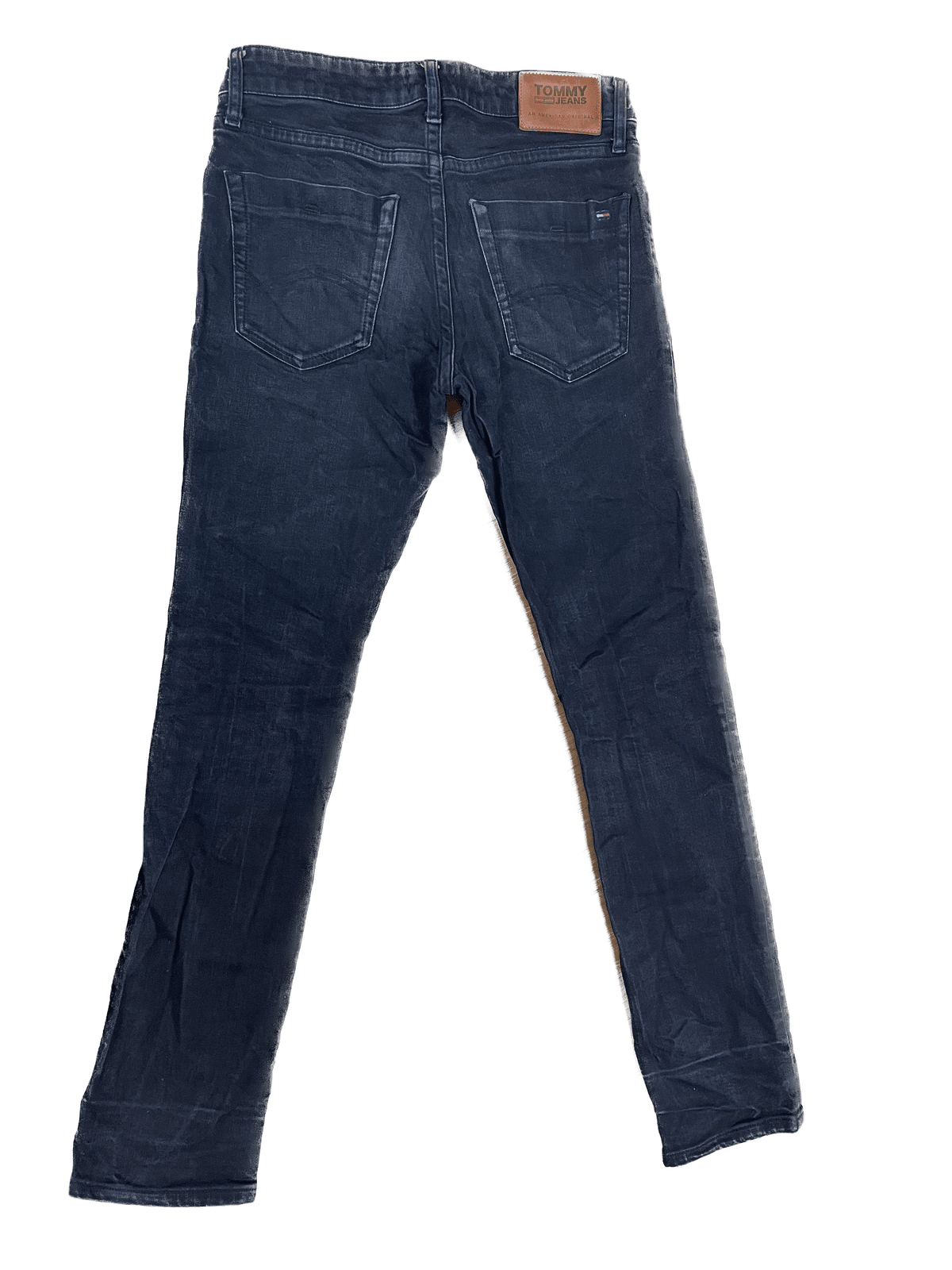 Tommy Jeans Schwarze Jeans-Hose Slim 29/32 Schwarz M - Schlichte Herren Jeans Vintage Klamotten, Secondhand Klamotten, Retro Mode, Nachhaltige Mode, Einzigartige Stücke, Zeitlose Mode, Umweltfreundliche Kleidung, Stilvolle Secondhand Mode, Hochwertige Vintage Kleidung