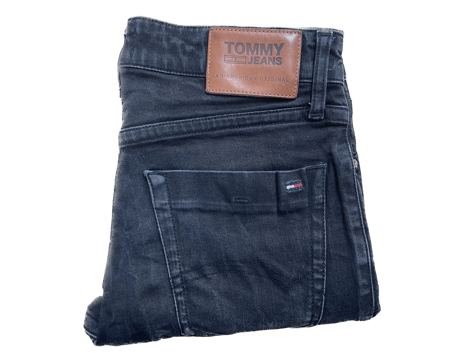 Tommy Jeans Schwarze Jeans-Hose Slim 29/32 Schwarz M - Schlichte Herren Jeans Vintage Klamotten, Secondhand Klamotten, Retro Mode, Nachhaltige Mode, Einzigartige Stücke, Zeitlose Mode, Umweltfreundliche Kleidung, Stilvolle Secondhand Mode, Hochwertige Vintage Kleidung