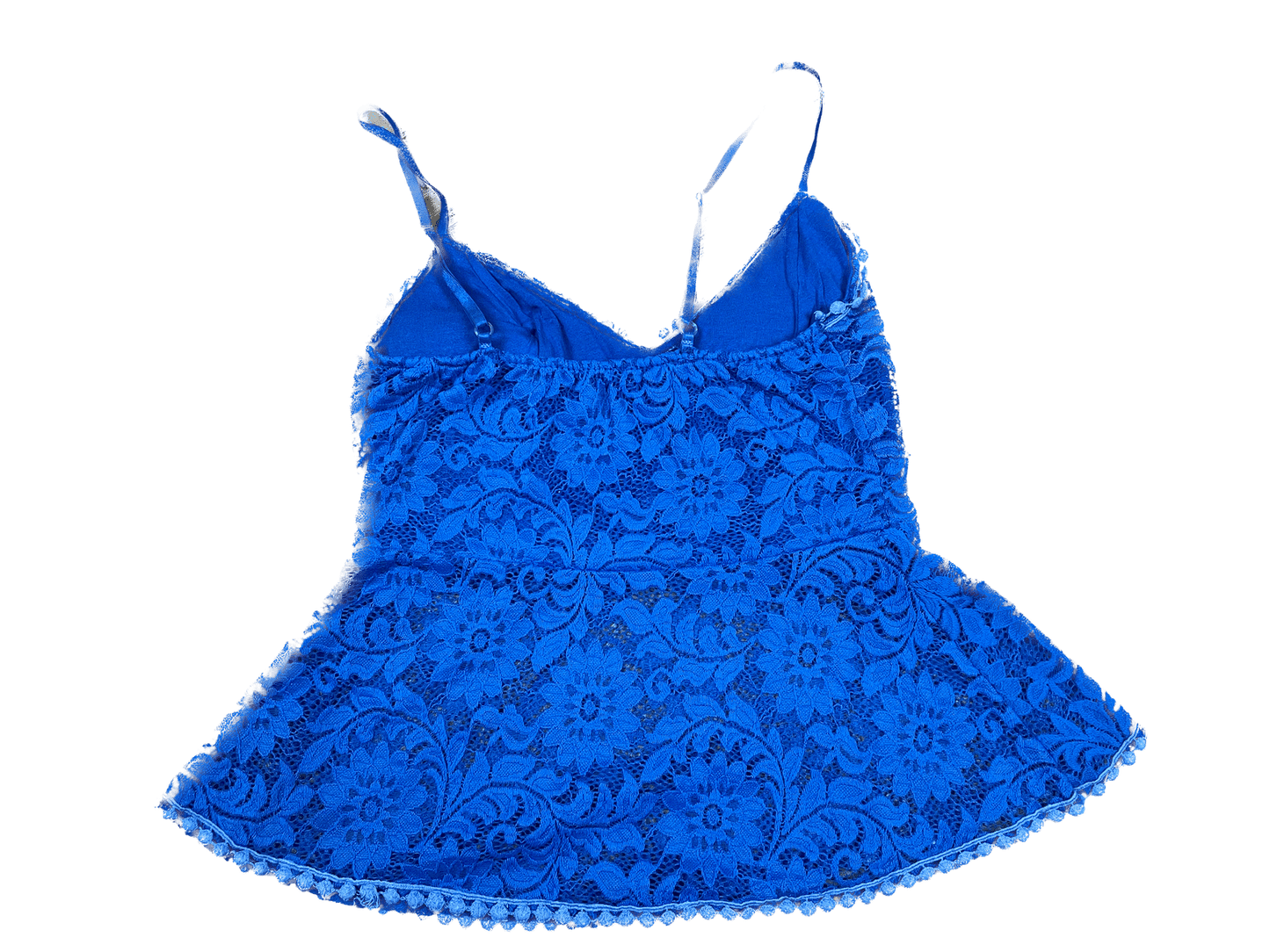 Top mit tiefem Ausschnitt mit Spitze und Blumenmuster Blau S/M - Schickes Damen Oberteil Vintage Klamotten, Secondhand Klamotten, Retro Mode, Nachhaltige Mode, Einzigartige Stücke, Zeitlose Mode, Umweltfreundliche Kleidung, Stilvolle Secondhand Mode, Hochwertige Vintage Kleidung