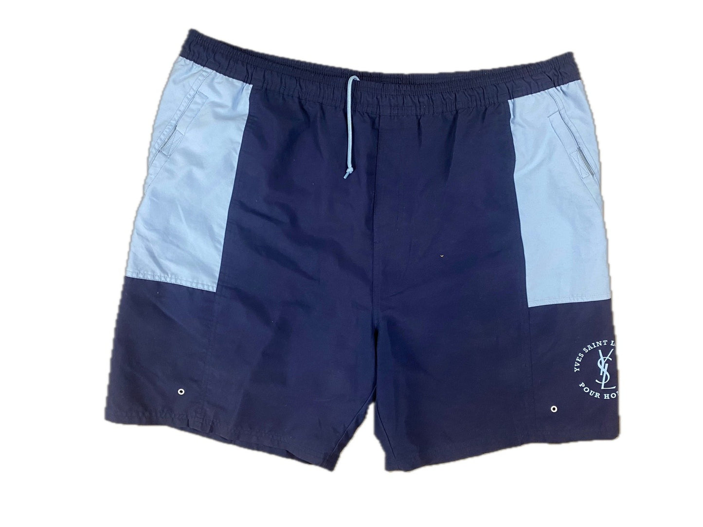 Yves Saint Laurent Badehose Blau M - Leichte Herren YSL Swimwear Vintage Klamotten, Secondhand Klamotten, Retro Mode, Nachhaltige Mode, Einzigartige Stücke, Zeitlose Mode, Umweltfreundliche Kleidung, Stilvolle Secondhand Mode, Hochwertige Vintage Kleidung